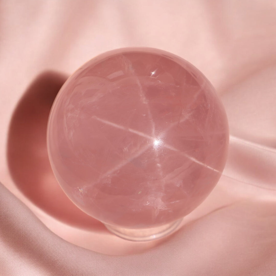 'Starlight' Rare High Quality Starlight Rose Quartz Sphere - Enchantia Muse