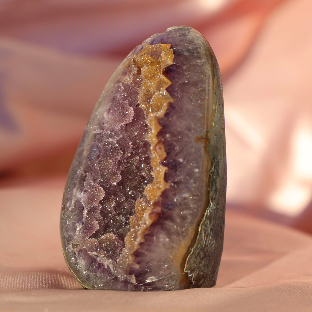 Bi-color Sugar Druzy Rainbow Amethyst Cut Base