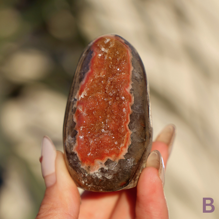 Orange Mini Druzy Rainbow Amethyst Cut Base