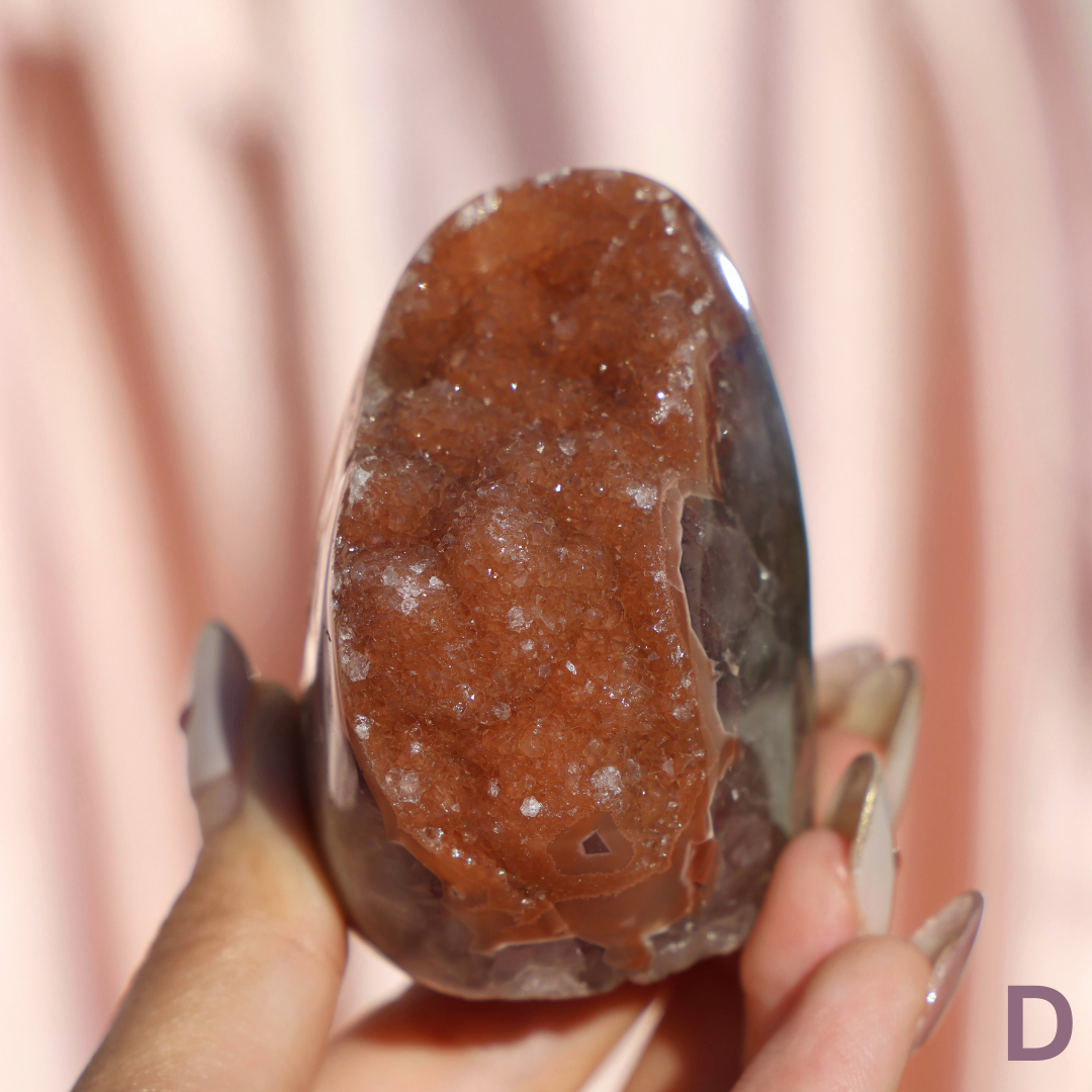 Orange Mini Druzy Rainbow Amethyst Cut Base