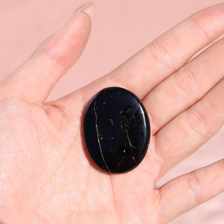 Black Tourmaline Flat Palm Stone