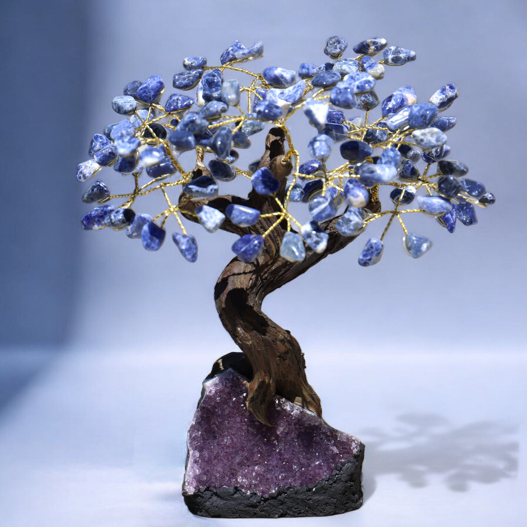 Handmade Sodalite Tree with Amethyst Base - Large - Enchantia Muse