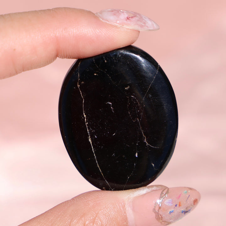 Black Tourmaline Flat Palm Stone