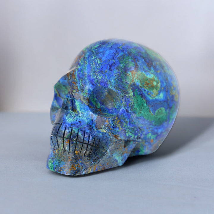 'ATLANTIS' Azurite Lapis Chrysocolla Skull  - Handcarved - Enchantia Muse