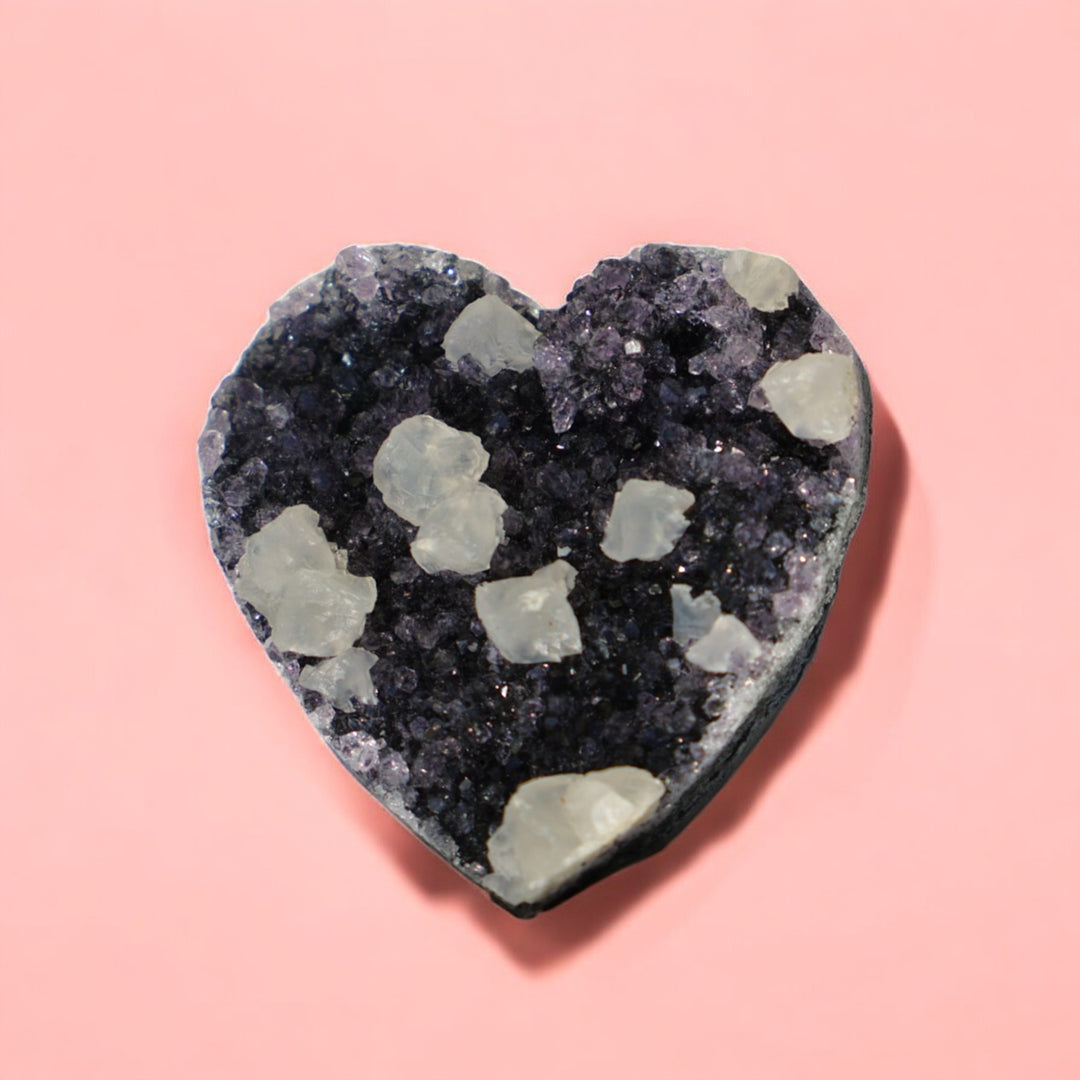 Small Druzy Amethyst Heart With Special Formation - Enchantia Muse