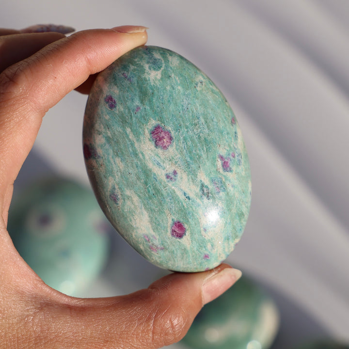 Large Ruby Fuchsite Palm Stone