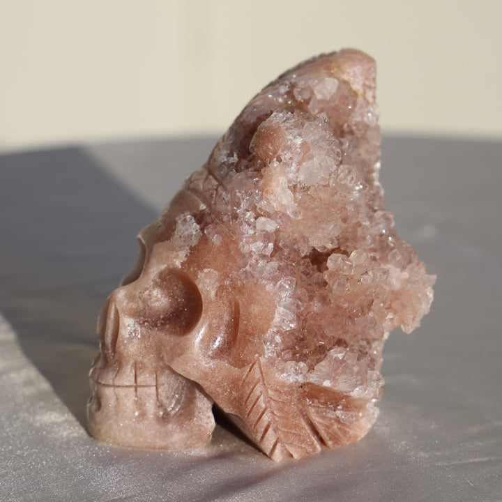 'Tribal' Large Druzy Pink Amethyst Crystal Skull