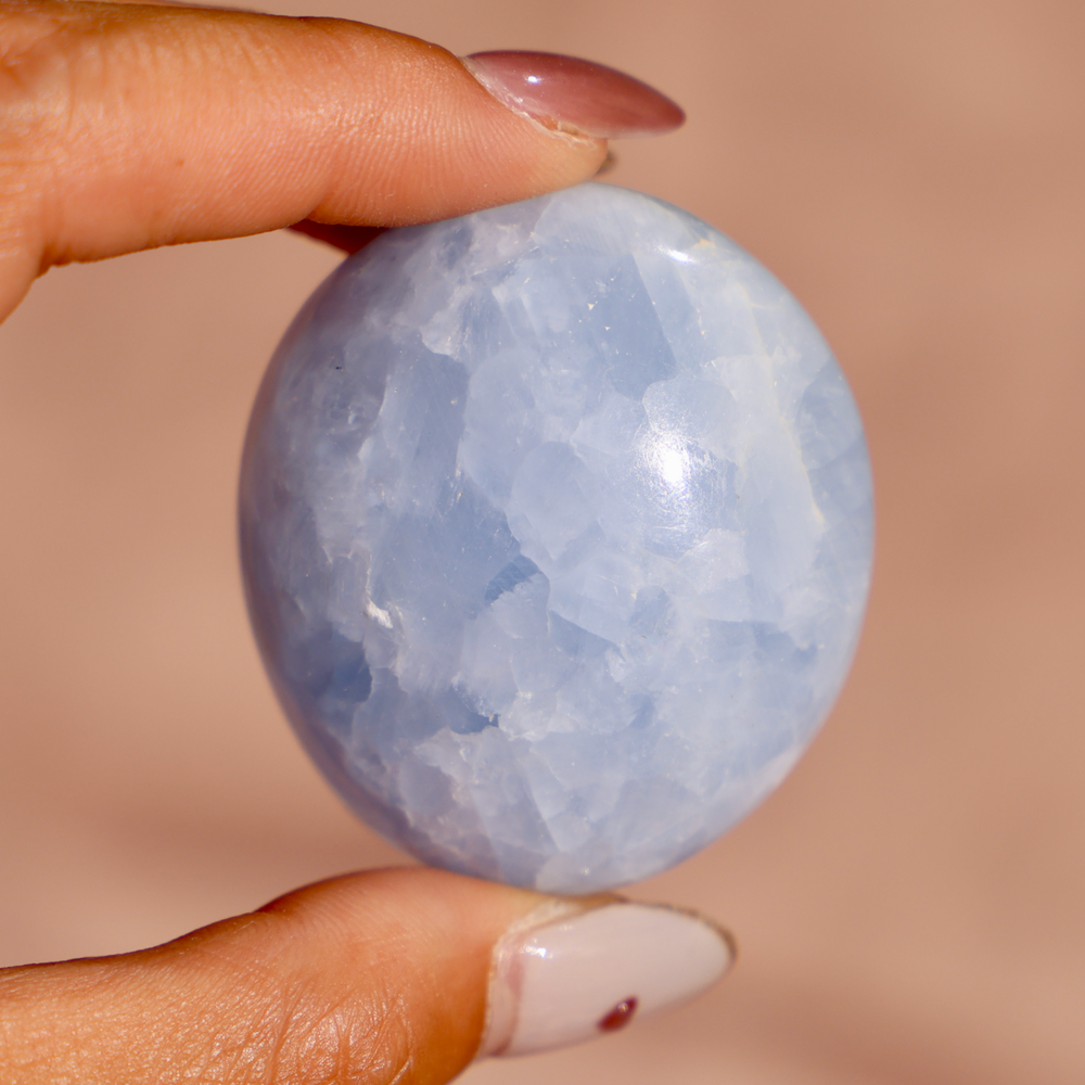 Celestite Palm Stone Small - Crystal for Calm - Healing Crystal Palm Stone - Enchantia Muse