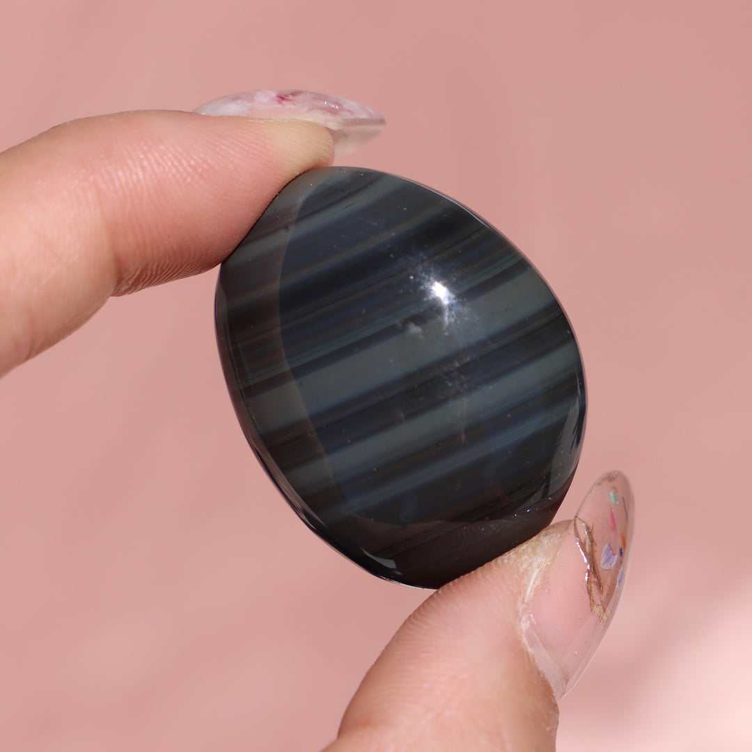Banded Obsidian Jasper Palm Stone