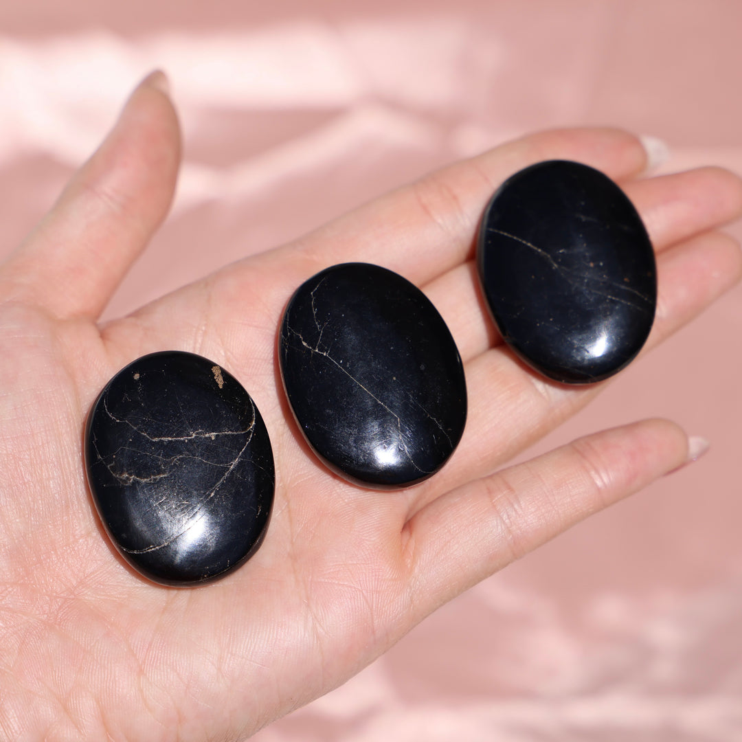 Black Tourmaline Flat Palm Stone