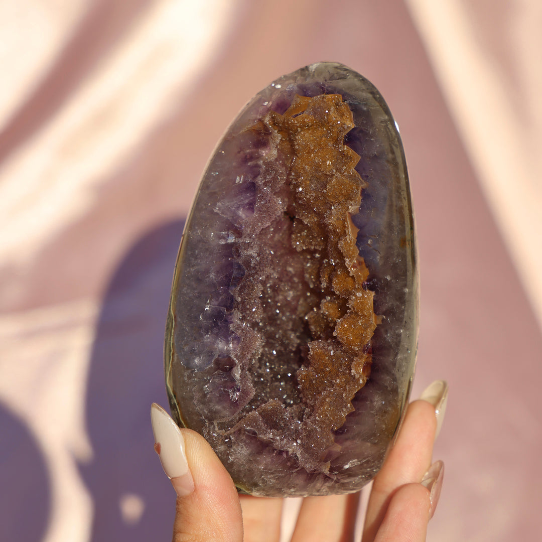 Bi-color Sugar Druzy Rainbow Amethyst Cut Base
