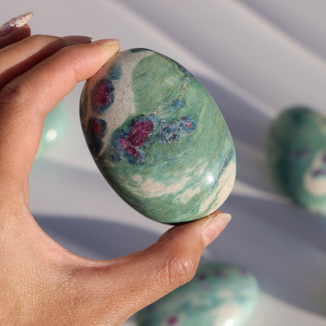 Large Ruby Fuchsite Palm Stone