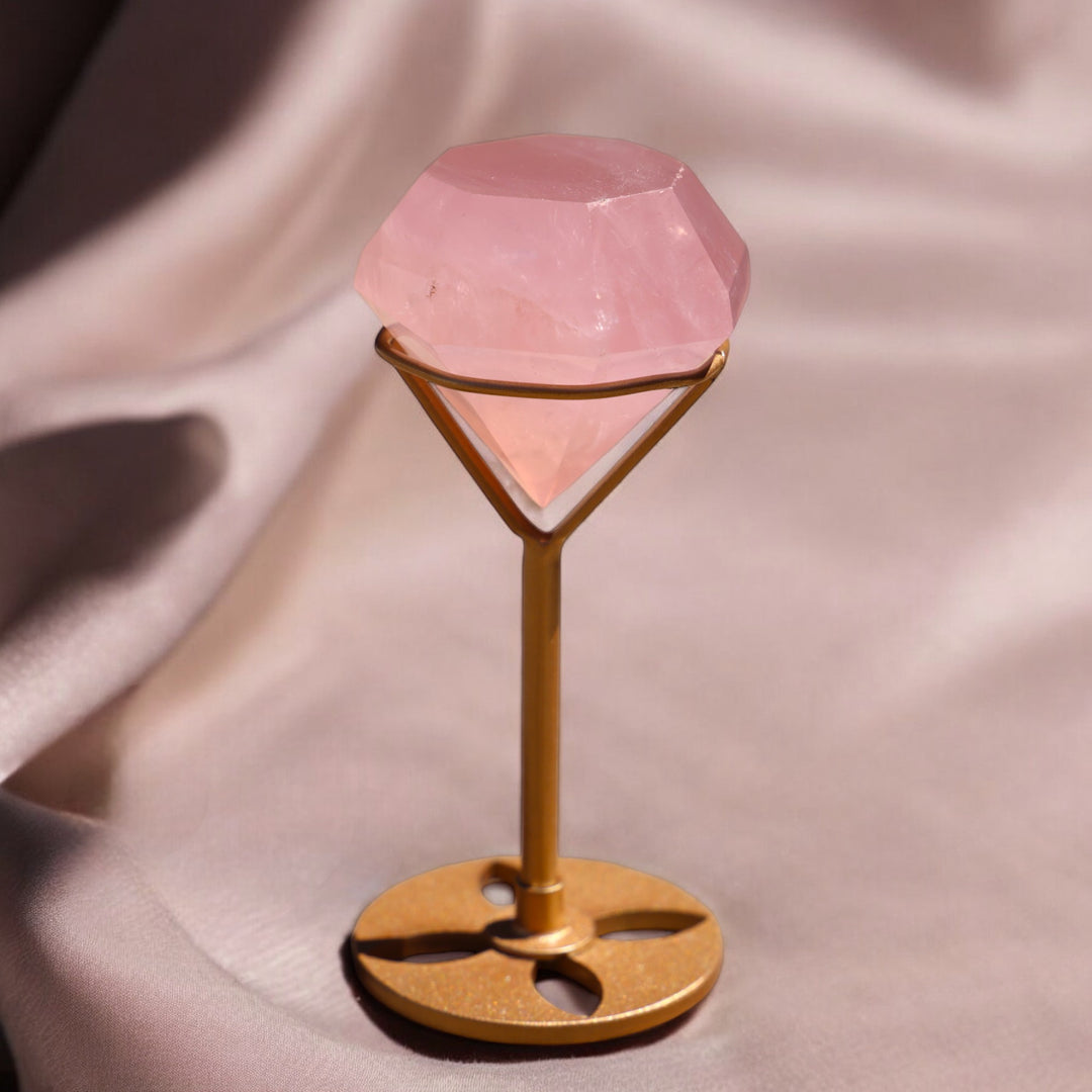 Rose Quartz Diamond on Stand - Enchantia Muse