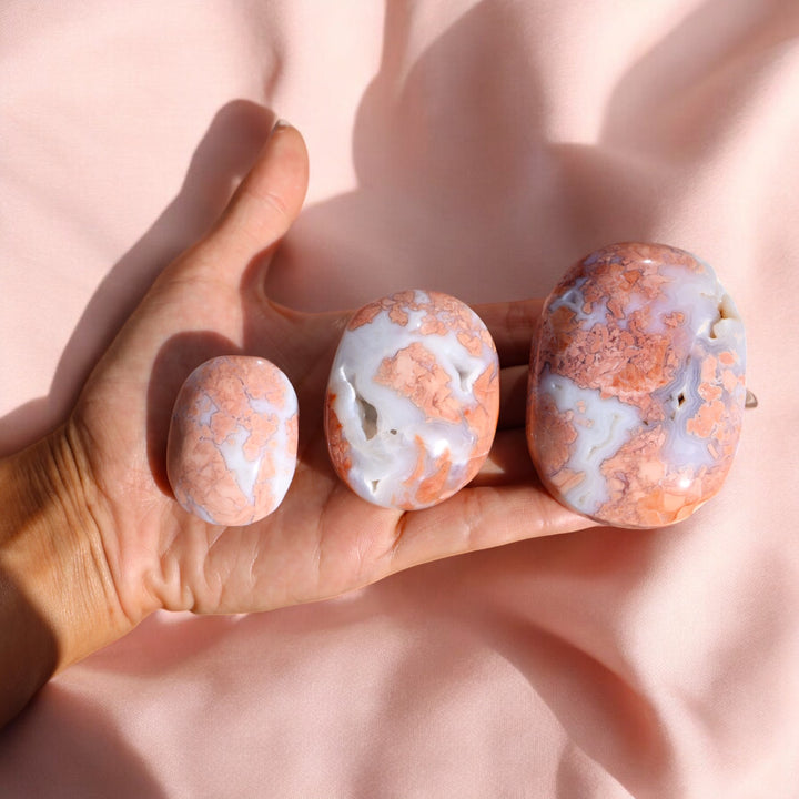 Cotton Candy Pink Agate Palm Stone - Enchantia Muse