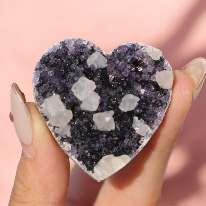 Small Druzy Amethyst Heart With Special Formation - Enchantia Muse