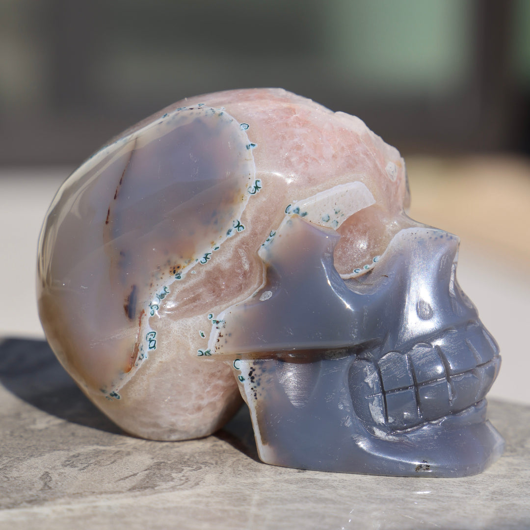 'STITCHES' Natural Druzy Agate Skull - Handcarved - Enchantia Muse