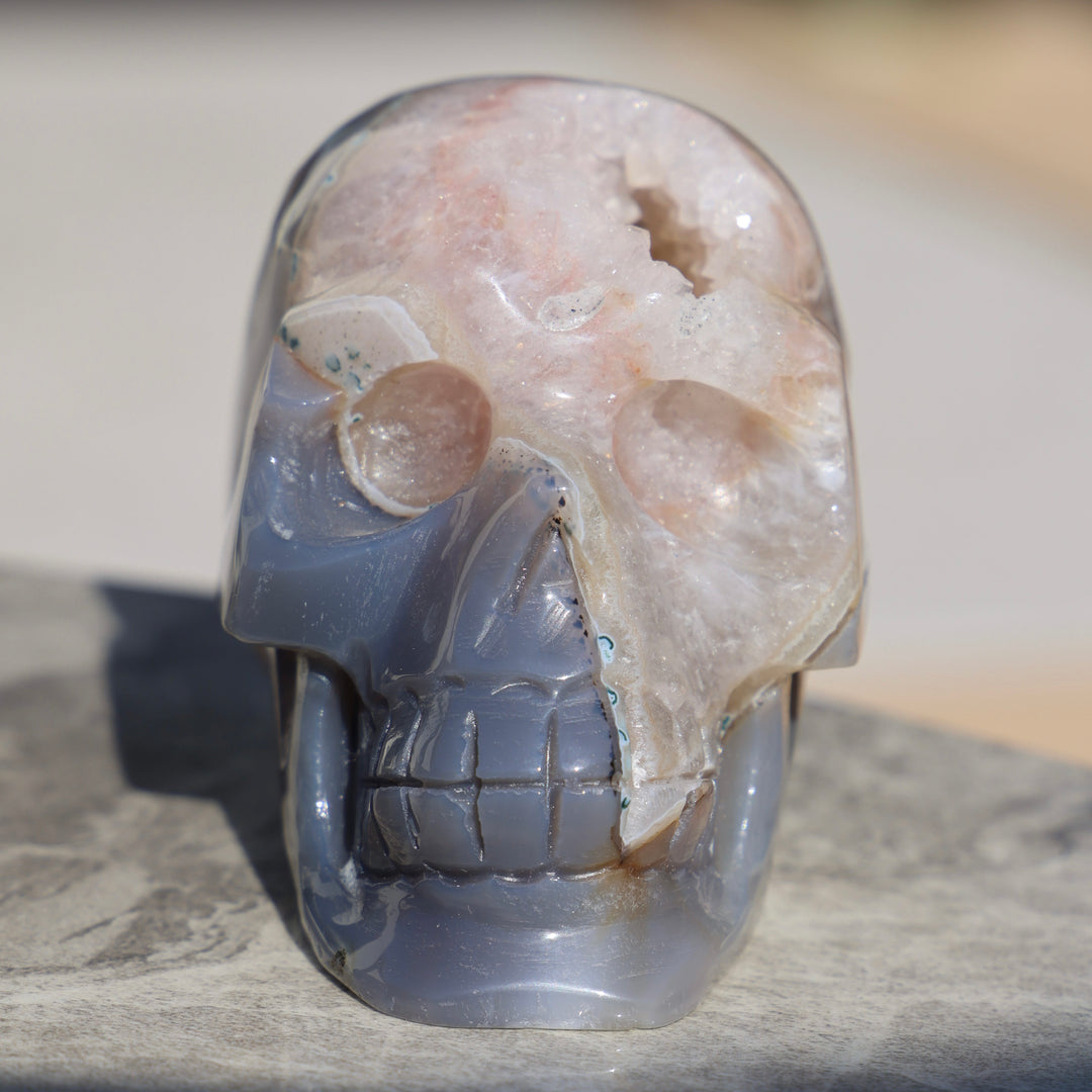 'STITCHES' Natural Druzy Agate Skull - Handcarved - Enchantia Muse