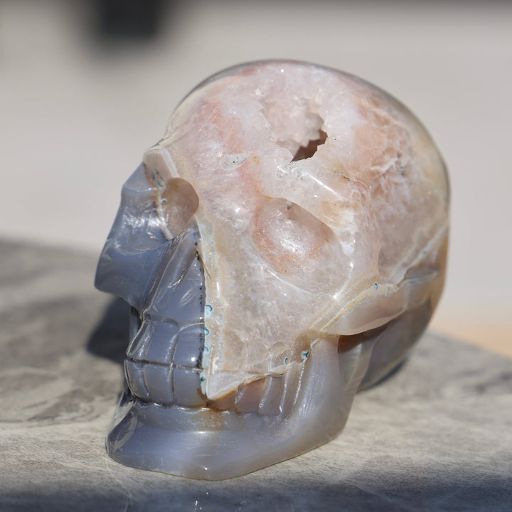 'STITCHES' Natural Druzy Agate Skull - Handcarved - Enchantia Muse