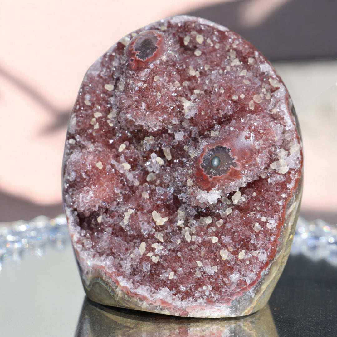 'FIREGAZE' Red Amethyst Piece with Stalactite Eyes - Enchantia Muse