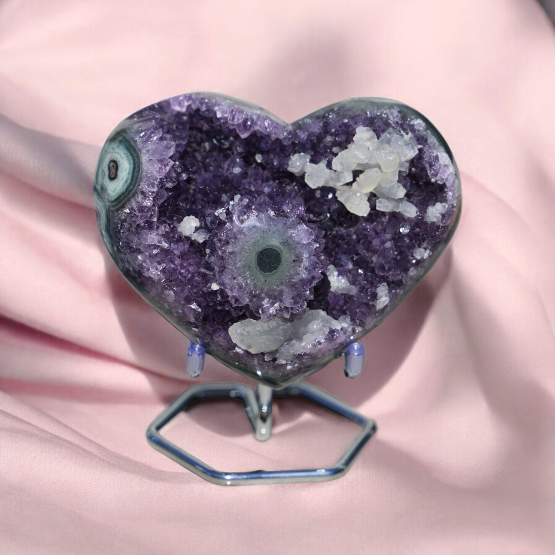 'ENCHANTIA' Amethyst Heart with Eye and Calcite - Enchantia Muse