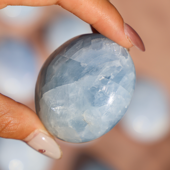 Handhold Celestite Palm Stone - Crystal for Calm - Healing Crystal Palm Stone - Blue Crystal - Enchantia Muse