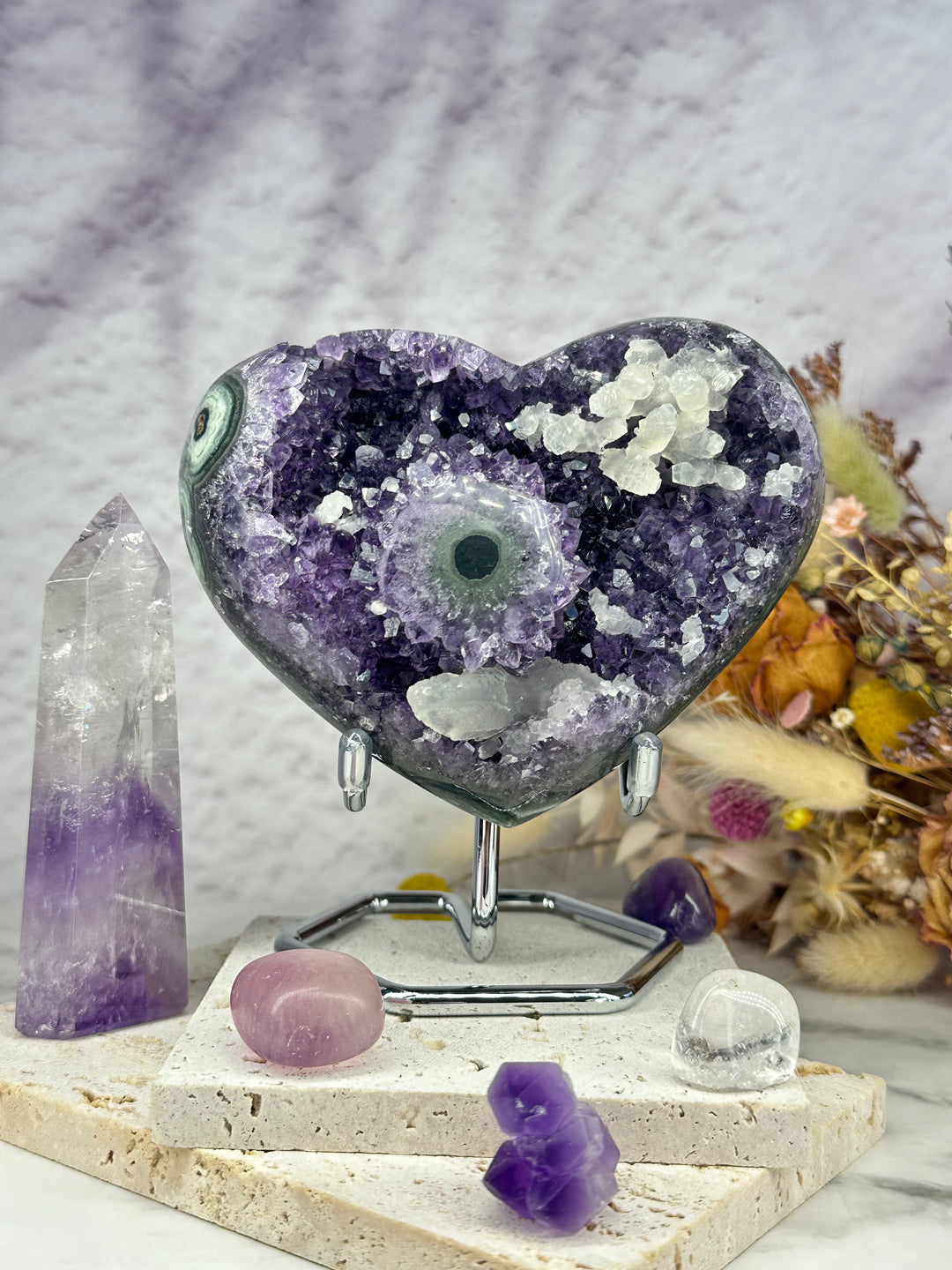 'ENCHANTIA' Amethyst Heart with Eye and Calcite - Enchantia Muse