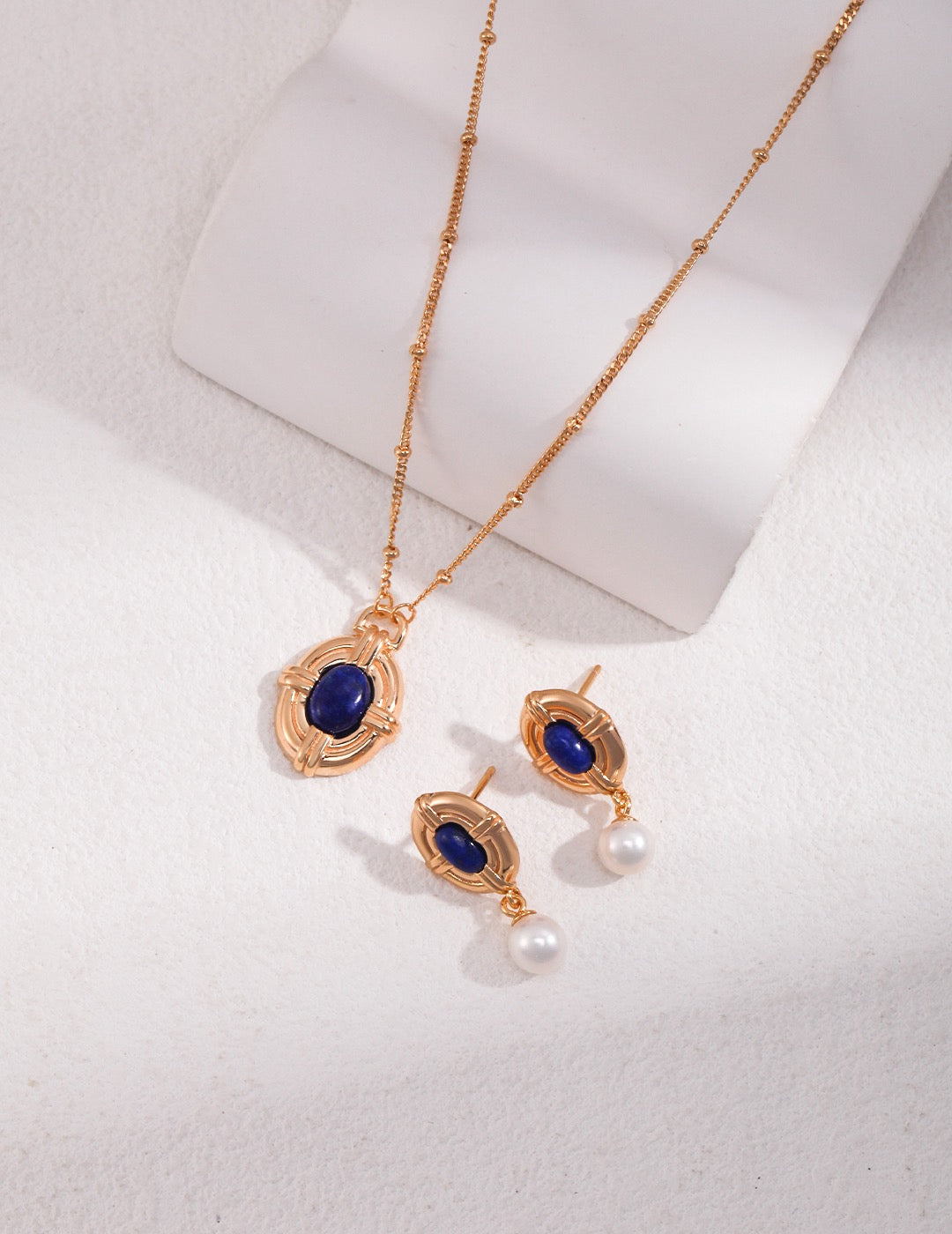 'AZURE' Lapis Lazuli Pearl Earrings - Enchantia Muse