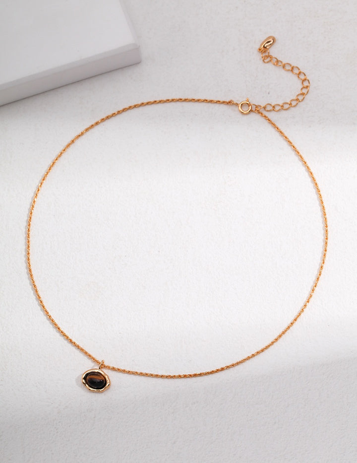 'SHELL' Tiger's Eye Pendant Necklace - Enchantia Muse