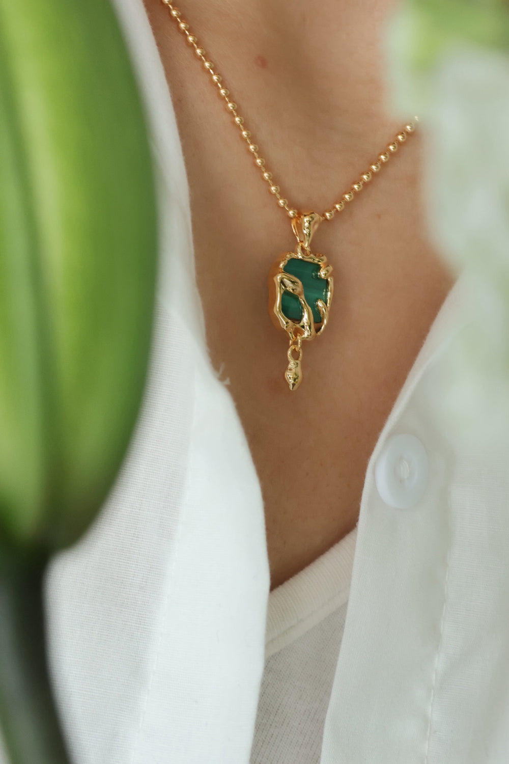 'PEACOCK' Malachite Necklace - Enchantia Muse