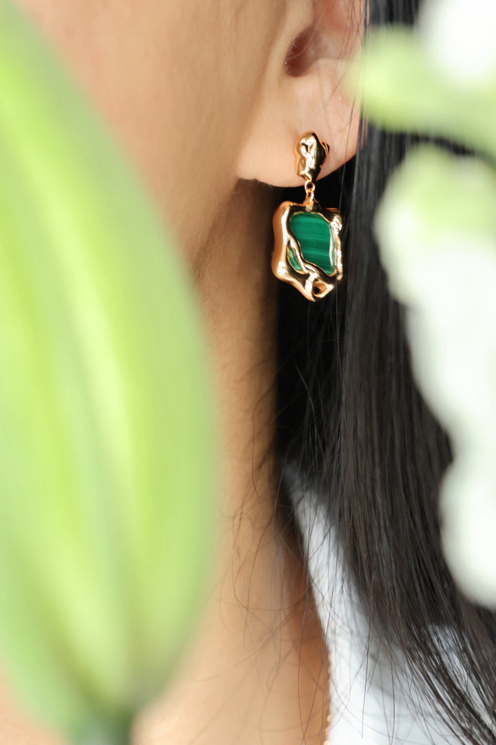 'PEACOCK' Malachite Earrings - Enchantia Muse