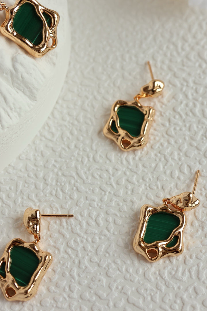 'PEACOCK' Malachite Earrings - Enchantia Muse