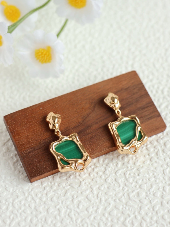 'PEACOCK' Malachite Earrings - Enchantia Muse