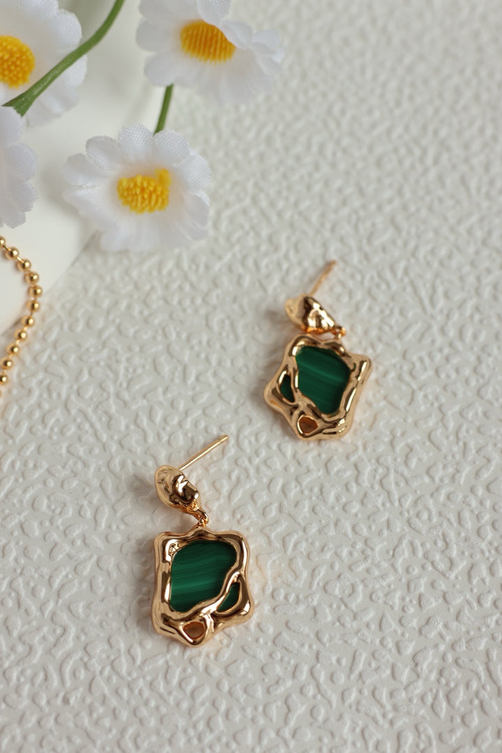 'PEACOCK' Malachite Earrings - Enchantia Muse