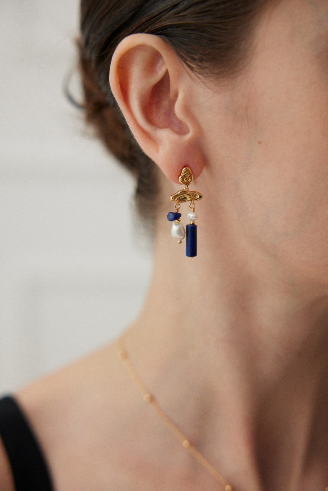 'CLOUD' Lapis Lazuli and Pearl Earrings - Enchantia Muse