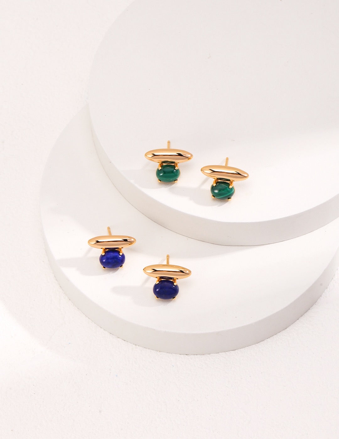 'BALANCE' Earrings - Malachite, Lapis Lazuli - Enchantia Muse