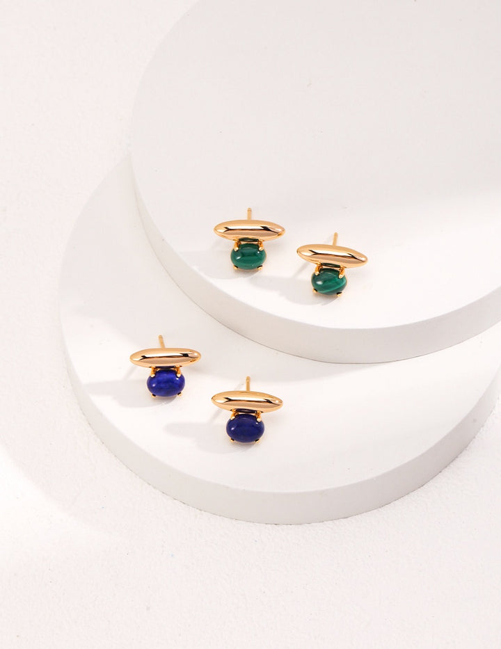 'BALANCE' Earrings - Malachite, Lapis Lazuli - Enchantia Muse