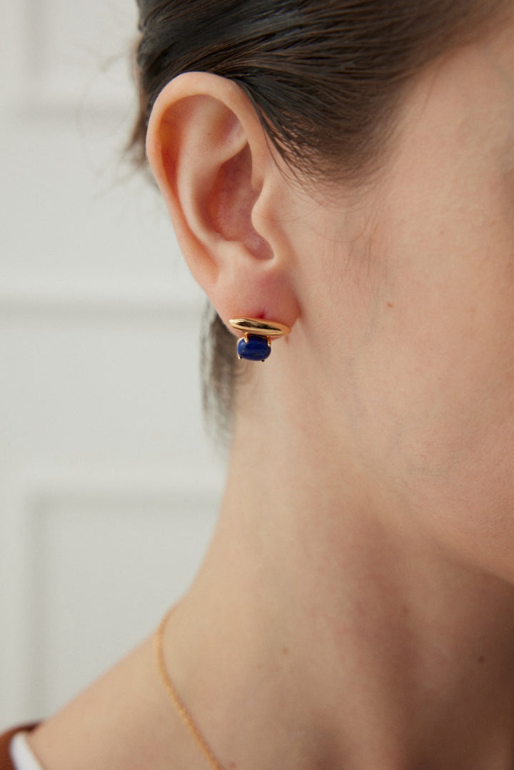 'BALANCE' Earrings - Malachite, Lapis Lazuli - Enchantia Muse