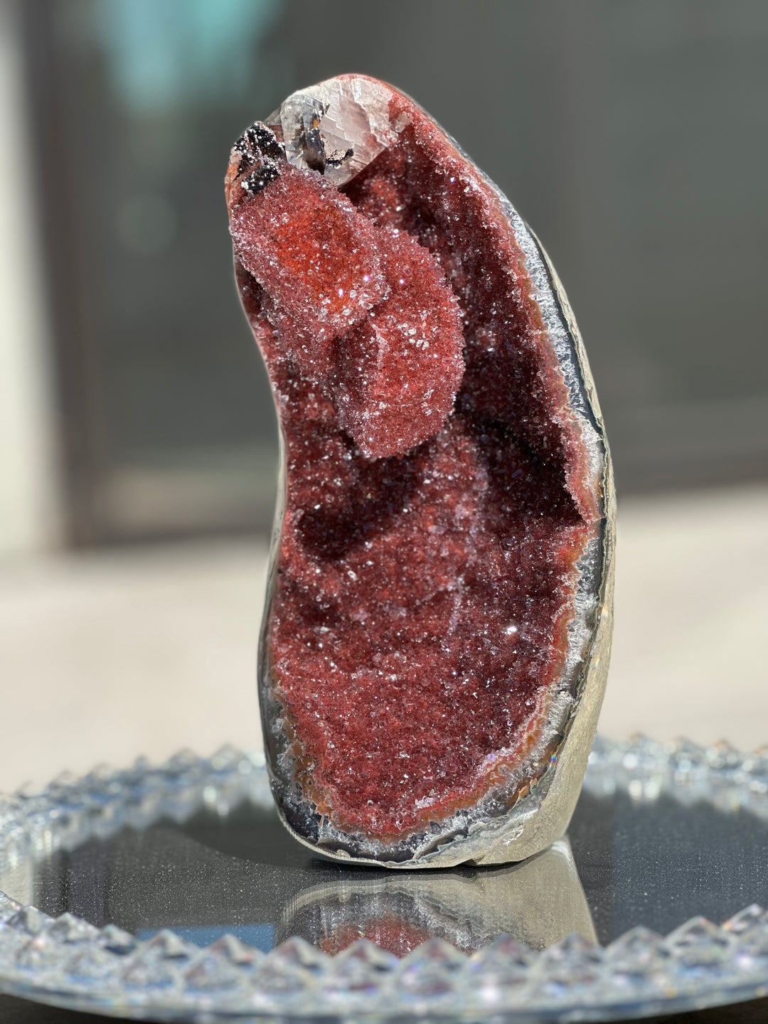 'SCARLETT' Red Amethyst Piece with Calcite - Enchantia Muse