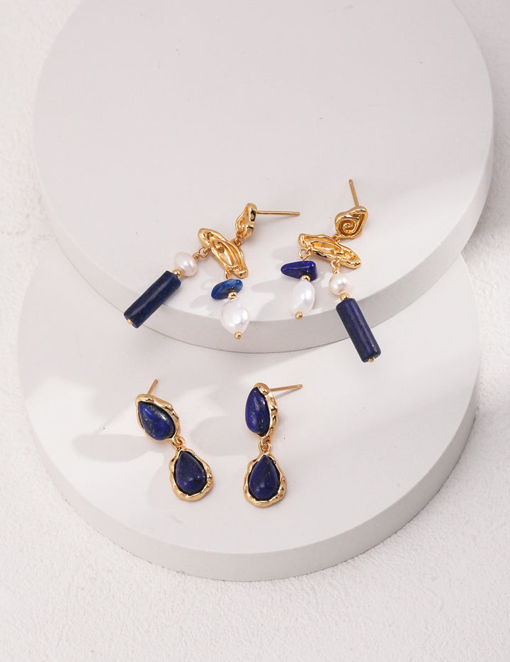 'RAINDROP' Lapis Lazuli Earrings - Enchantia Muse