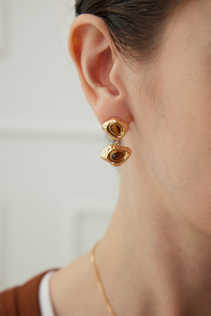 'SHELL' Tiger's Eye Earrings - Enchantia Muse