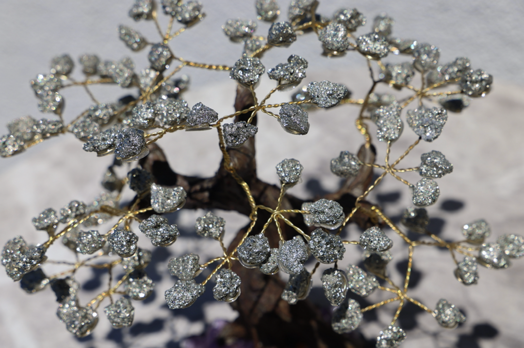 Handmade Pyrite Tree with Amethyst Base - Large - Enchantia Muse