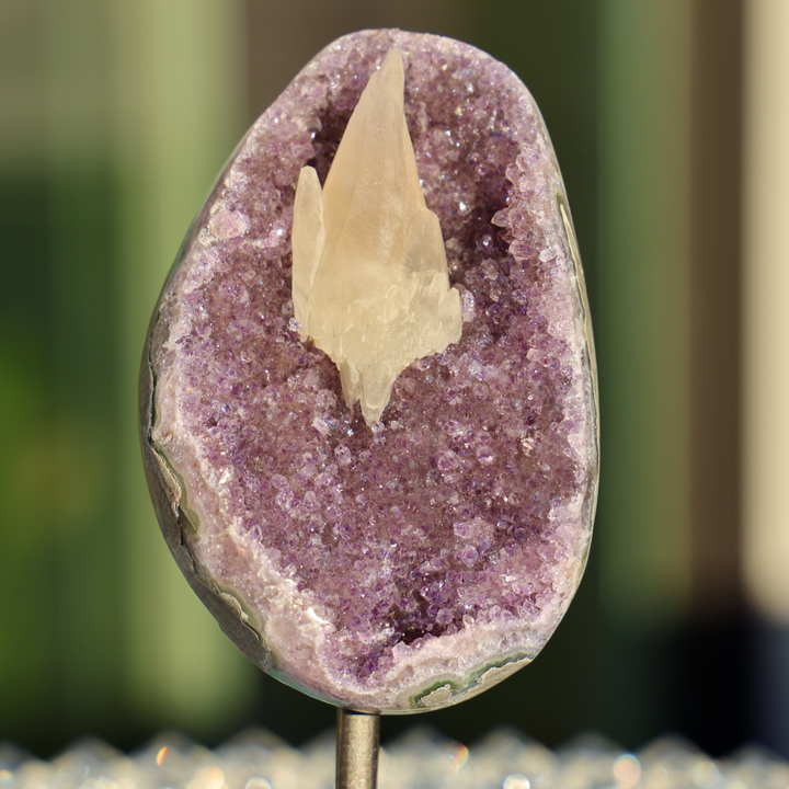 'PIKE' Amethyst with Calcite on Stand - Enchantia Muse