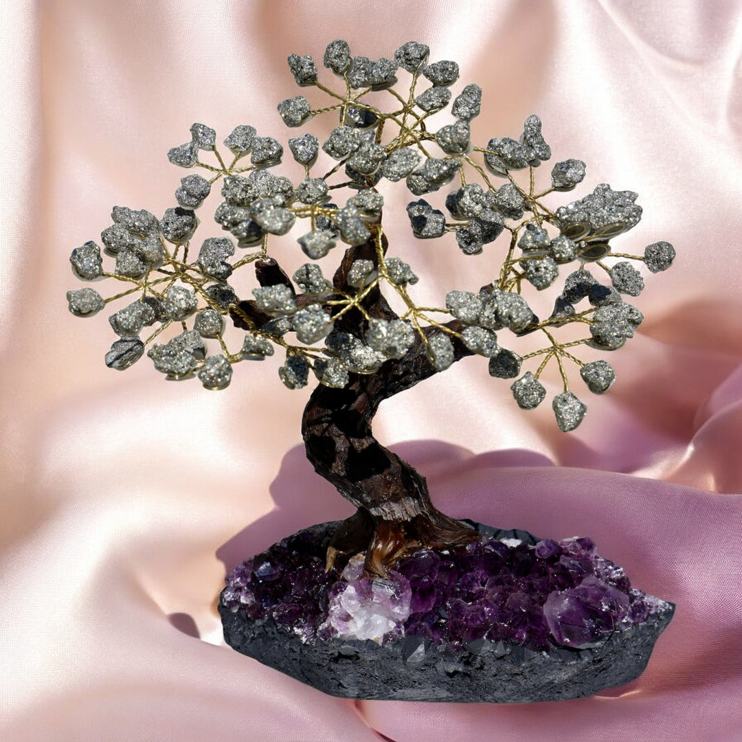 Handmade Pyrite Tree with Amethyst Base - Large - Enchantia Muse