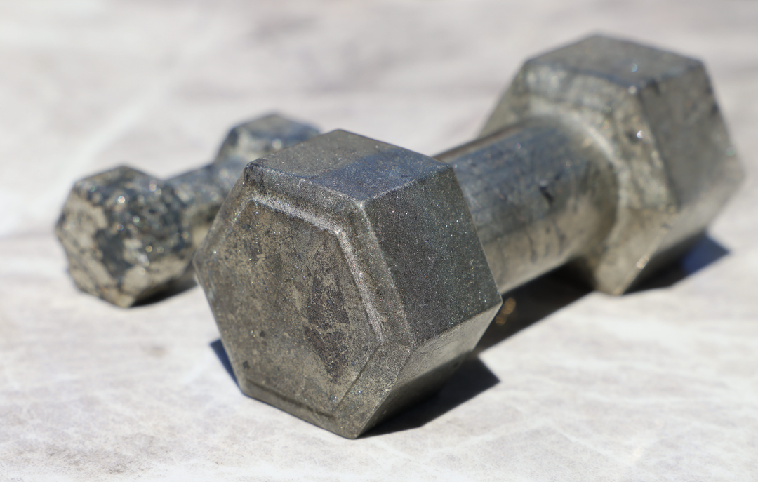 Hand-carved Pyrite Dumbbell - S/M - Enchantia Muse