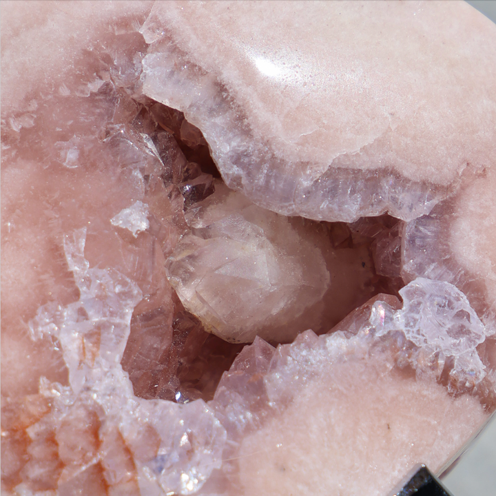 'PASTEL' Pink Amethyst x Flower Agate Heart with Stand -  XS - Enchantia Muse