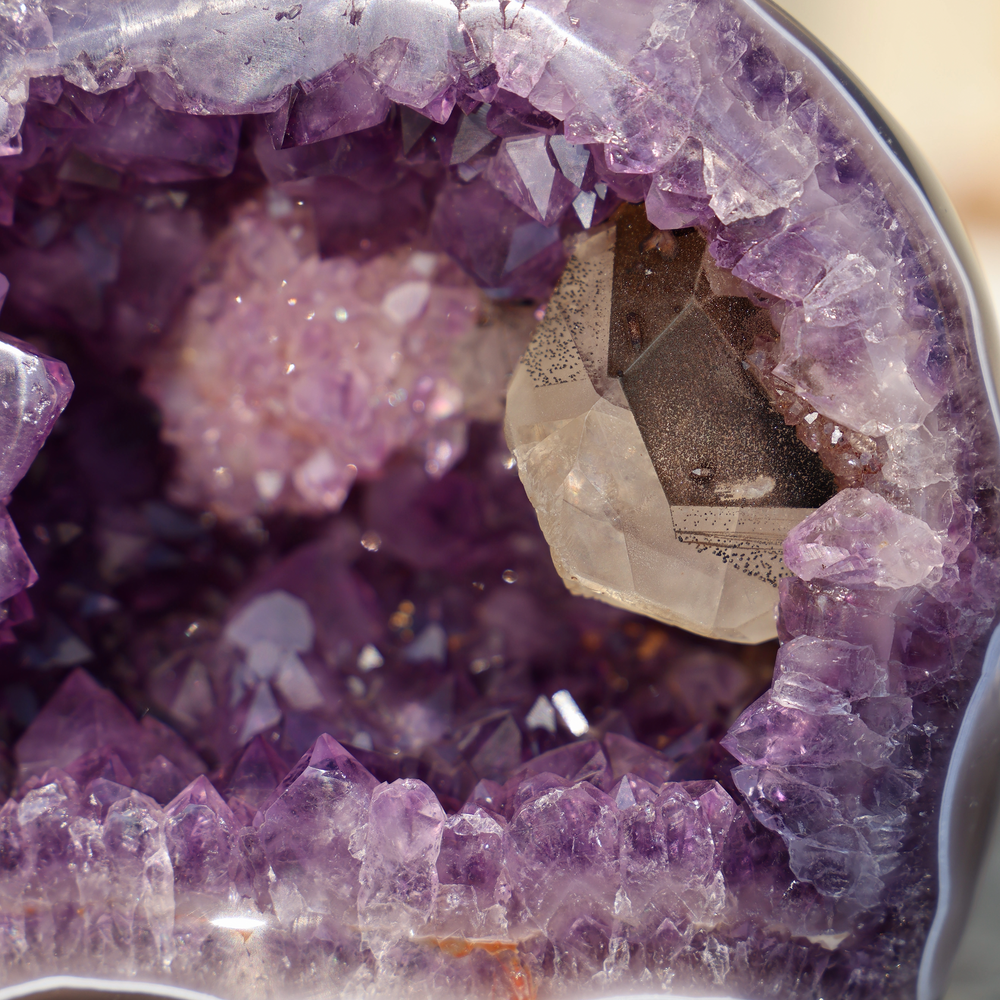 'BLOSSOM' Amethyst Geode with Calcite - Enchantia Muse