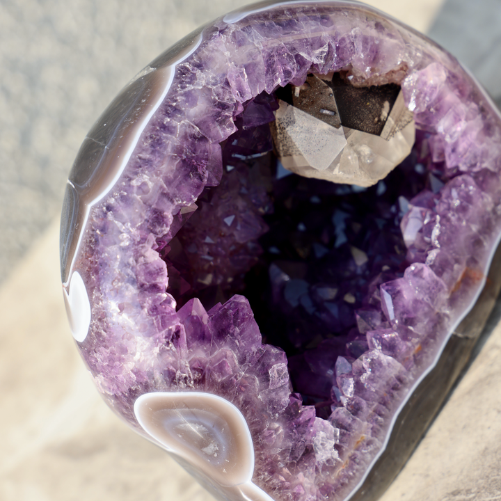 'BLOSSOM' Amethyst Geode with Calcite - Enchantia Muse