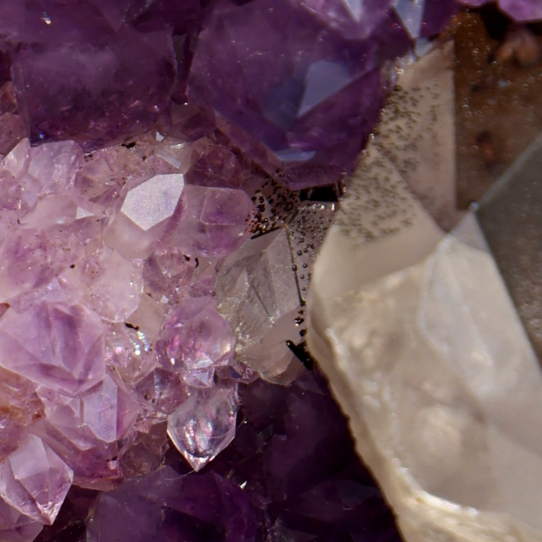 'BLOSSOM' Amethyst Geode with Calcite - Enchantia Muse