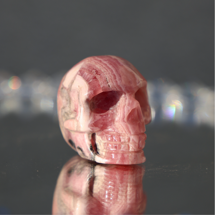 Hand-carved Rhodochrosite Skull - Enchantia Muse