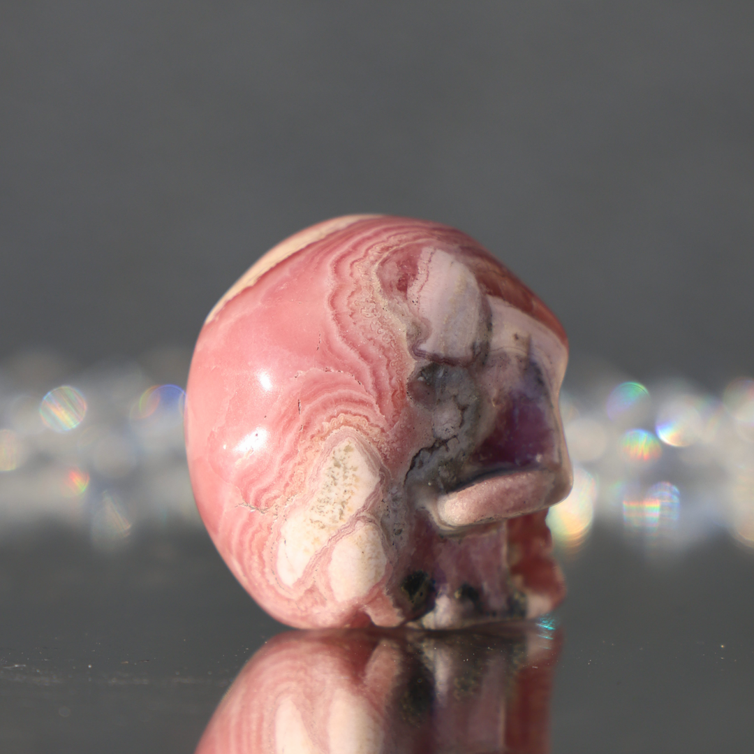 Hand-carved Rhodochrosite Skull - Enchantia Muse